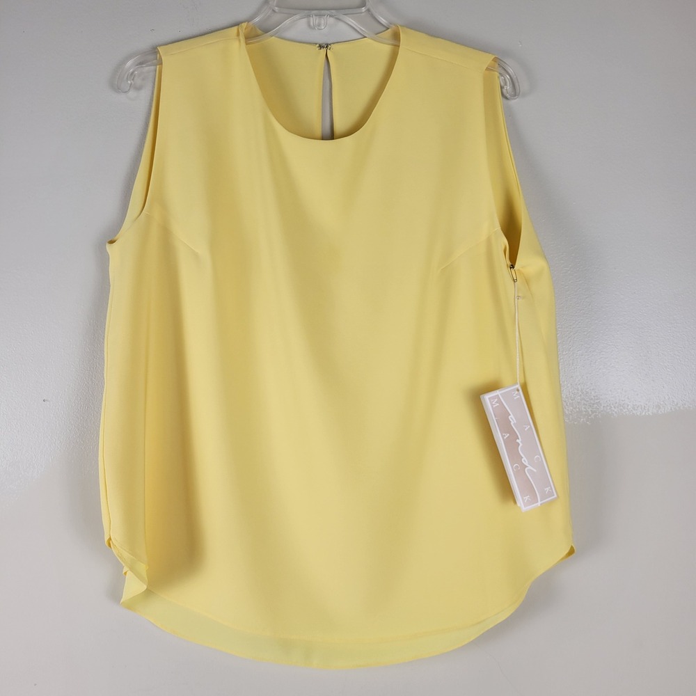 Mack‎ and Mack Womens Yellow Sleeveless Round Neck Keyhole Blouse Top Size L NWT